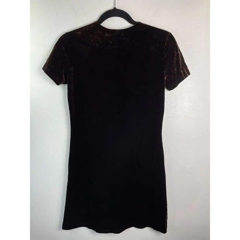 J.Crew Velvet Y2K Dress‎ Womens Small Brown Short Preppy Academia Mini Dress